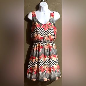 Papaya 100% polyester sleeveless multicolored elastic waist summer dress